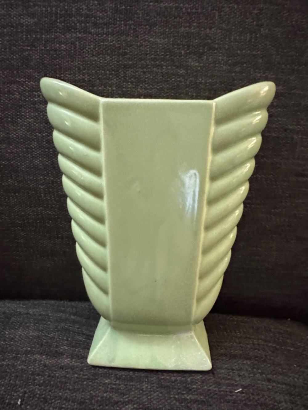 Vintage Green Ceramic Art Deco Style Vase - Home Accents